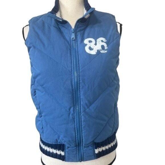 Pink Victoria’s Secret Blue Quilted Down Vest With Zipper Front Womens Sz XS/S - Picture 1 of 13